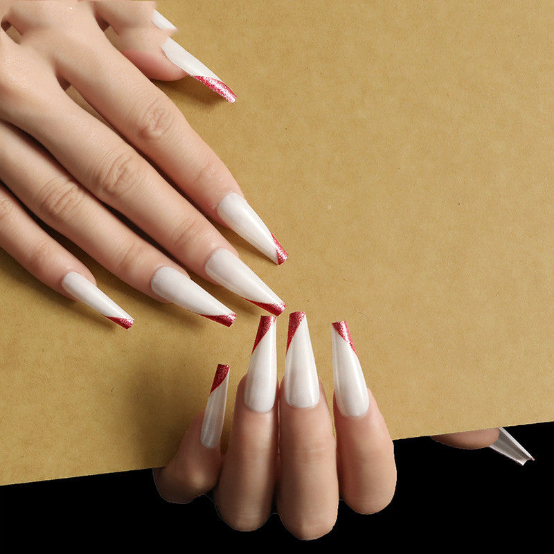Velvière Rose Gold Beveled Edge French Manicure Long Ballet Nails