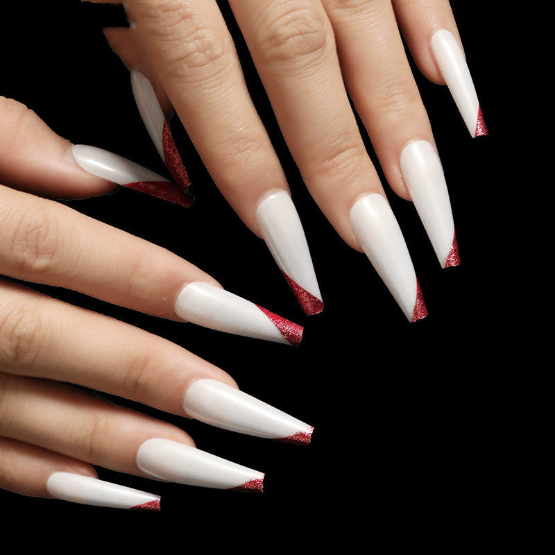Velvière Rose Gold Beveled Edge French Manicure Long Ballet Nails