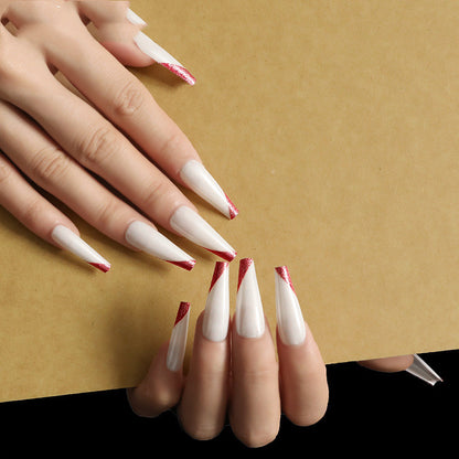 Velvière Rose Gold Beveled Edge French Manicure Long Ballet Nails
