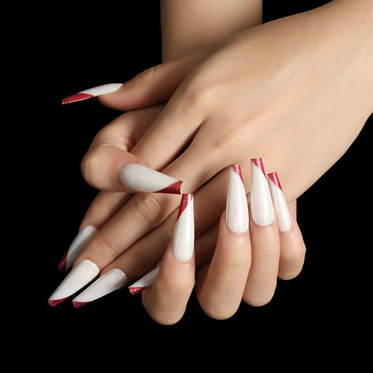 Velvière Rose Gold Beveled Edge French Manicure Long Ballet Nails
