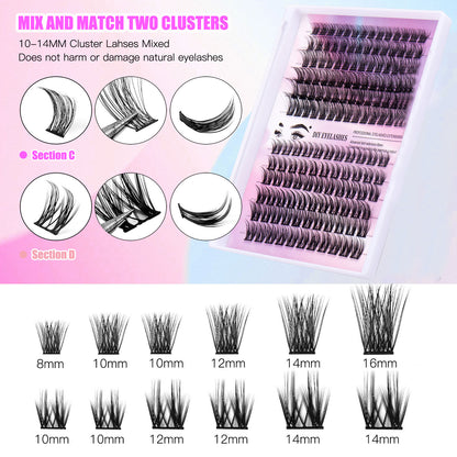 12 Rows Of 150 Segmented Lashes In Clusters